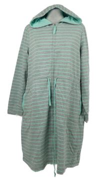 Dámský šedo-světlemodrý pruhovaný teplákový kabát s kapucí TCM 