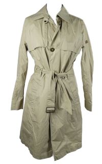 Dámsky béžový šušťákový jarný kabát s opaskom Camel