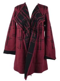 Dámsky vínovo-čierny vzorovaný svetrový cardigán Alfani