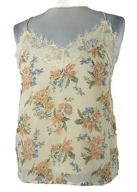 Dámský smetanový kytičkovaný top s krajkou Pigalle 