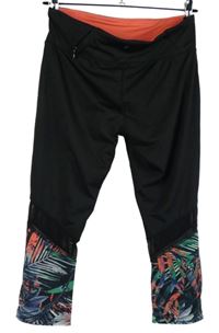 Dámské černo-vzorované sportovní capri legíny Workout 