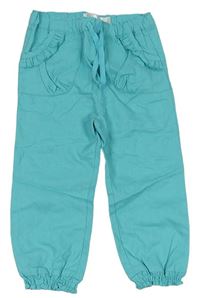 Modré ľanové cuff nohavice M&Co.