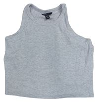 Bílo-šedý žebrovaný crop top New Look