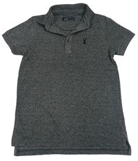 Černé melírované polo tričko s výšivkou Next