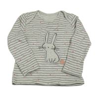 Svetlosivé pruhované tričko s králikom a srdíčkyGeorge
