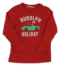 Červené triko s nápisem a obrázkem H&M