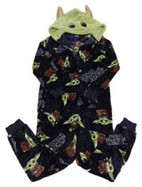 Tmavomodro-zelená chlupatá kombinéza s kapucí - Mr. Yoda 