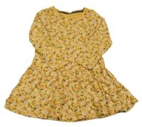 Žluté květinové bavlněné šaty 