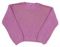 Růžovofialový crop sveter TU