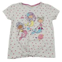 Biele tričko s rybičkami a mořskými pannami Kids