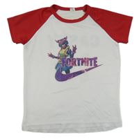 Bílo-červené sportovní tričko Fortnite