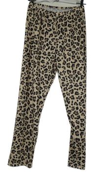 Dámske béžovo-hnedo-čierne vzorované legíny