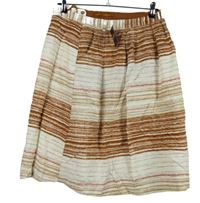 Nové - Dámska smetanovo-hnedá pruhovaná ľanová sukňa Next