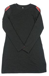 Tmavosivé bavlnené šaty s pruhy na rukávech H&M