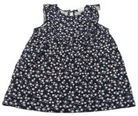 Tmavomodro-kvetované bavlnené šaty H&M