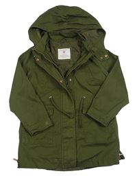 Khaki plátenná jesenná parka s kapucňou Primark