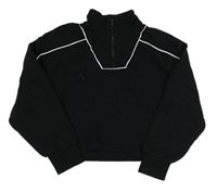 Čierna crop mikina s prúžkami Primark