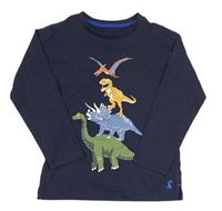 Tmavomodré triko s dinosaury Joules