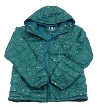 Zelená šusťáková prošívaná zateplená bunda s hvězdami a kapucí Mountain Warehouse