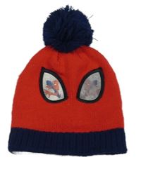 Červeno-tmavomodrá čepice s očima bambulí -  Spiderman