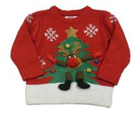 Červeno-biely sveter so stromkem F&F