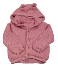 Růžový propínací podšitý svetr s kapucí M&S