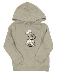 Béžovo-sivá melírovaná mikina so zajícem a kapucňou Tom Tailor