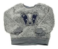 Sivá chlpatá mikina s jezevcem Liegelind