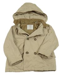 Béžový šusťákový pod/zimní kabát s kapucí Zara 