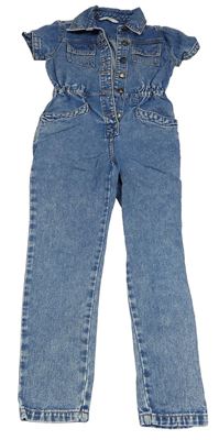 Modrý šisovaný riflový kalhotový overal George