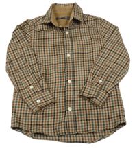 Hnedo-zeleno-čierna kockovaná košeľa Next