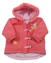 Růžová šusťáková zateplená bunda s nášivkami a kapucí Cherokee