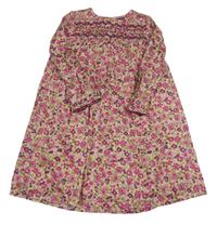 Béžové květinové plátěné šaty Monsoon