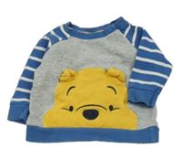 Sivo-modro-pruhovaná mikina s Púem Disney