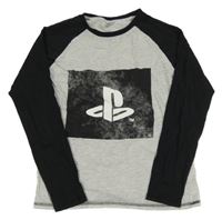 Sivo-čierne tričko s potiskem - PlayStation