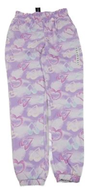 Nové - Lila batikované tepláky se srdíčky Dunnes