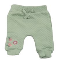 Zelenkavé prošívané tepláky s kytičkami Dopodopo