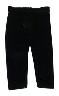 Čierne zamatové třpyivé legíny F&F