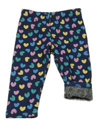 Tmavomodré zateplené legíny se srdíčky Topomini