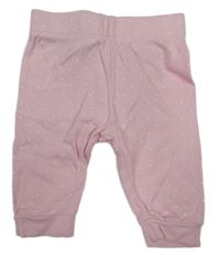 Svetloružové bodkovaná é tepláky s květem