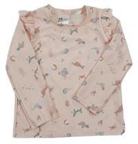 Světlerůžové UV tričko s podmořským světem H&M