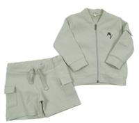 2 set - svetlozelená prepínaci mikina + kraťasy s vreckami River Island