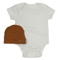 2set - Biele body + béžová vzorovaná čapica