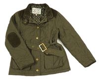 Khaki šušťáková prešívaná zateplená parka s opaskom M&S
