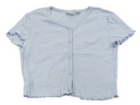 Svetlomodré crop prepínaci tričko s dirkovaným vzorom H&M