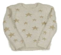Biely chlpatý sveter s hviezdičkami George