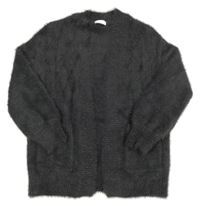 Sivo-farebný trblietavý chlpatý svetrový cardigan Next