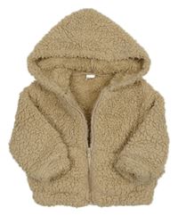 Béžová huňatá prepínaci mikina s kapucňou Shein