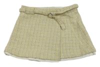 Smetanovo-béžovo-žltá kockovaná sukňa s opaskom Zara