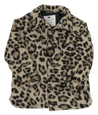 Béžovo-hnedo-čierny vzorovaný flaušový podšitý kabát F&F